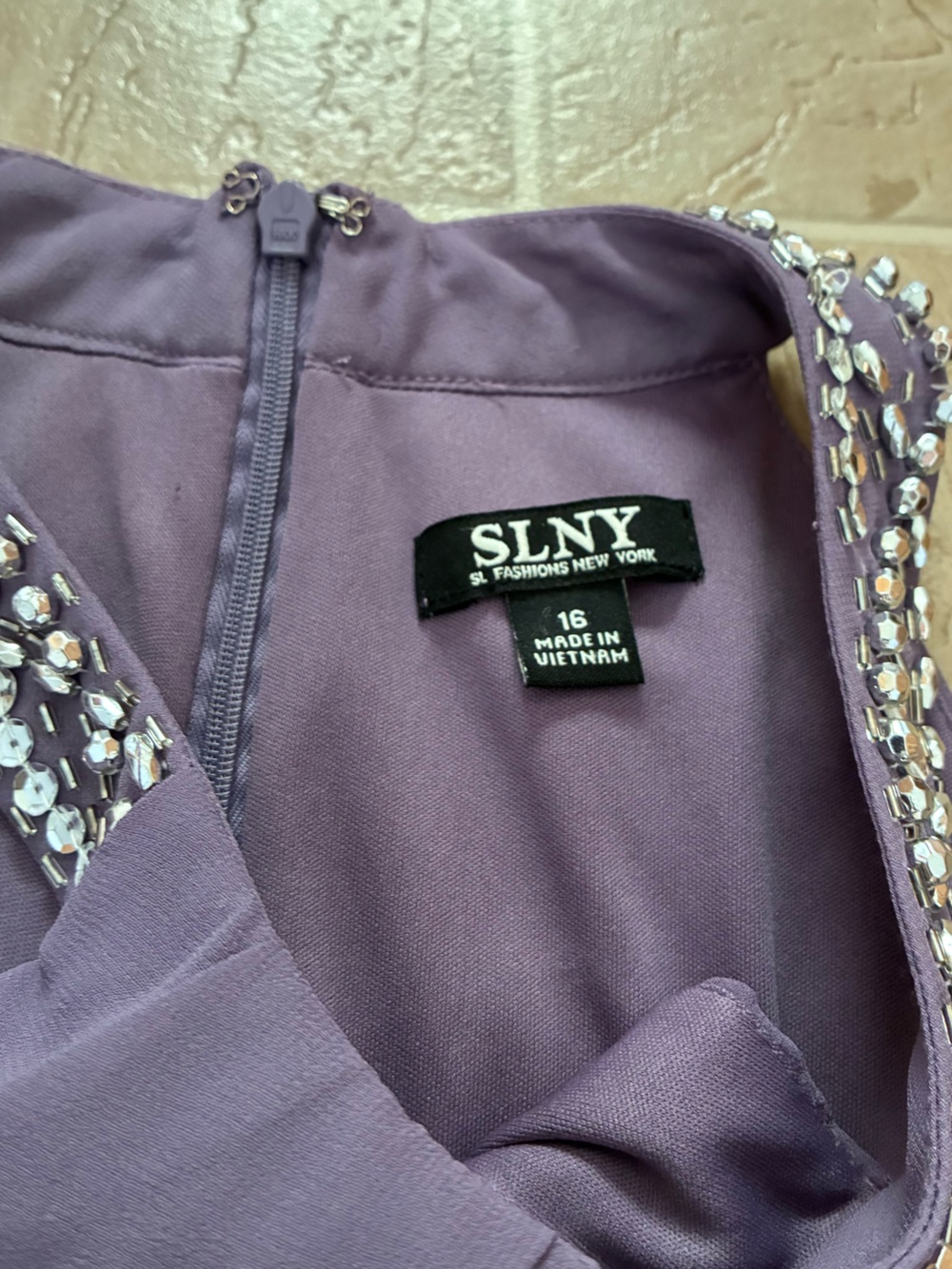 SLNY Lavender Halter Beaded Neckline Maxi Dress - Picture 3 of 6